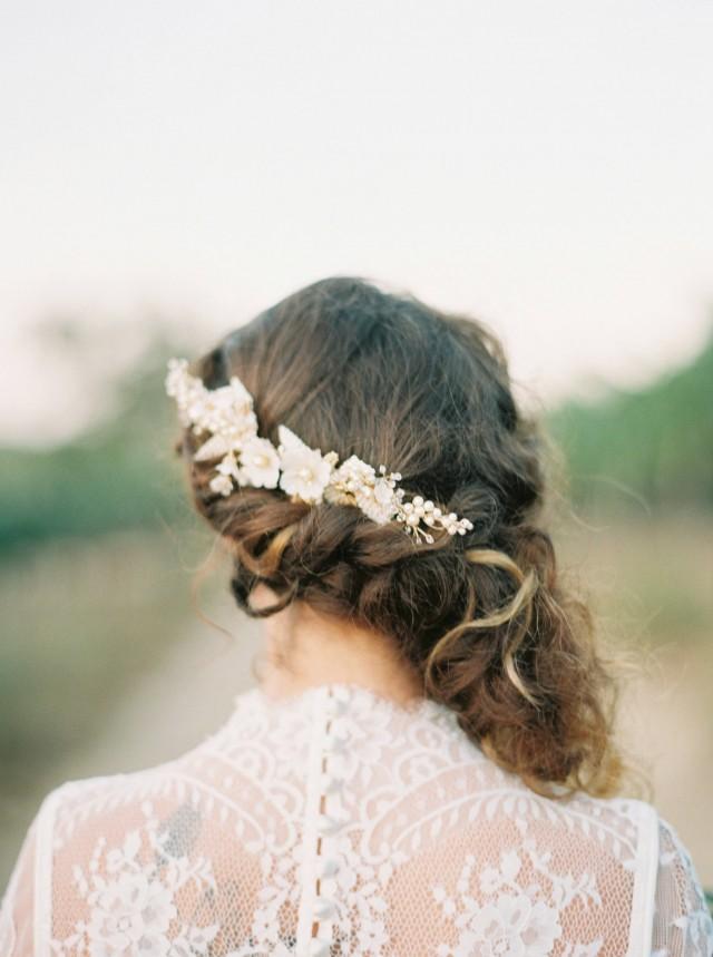 Floral Wedding Hair Comb Bridal Hair Comb Flowers Headpiece Leaves