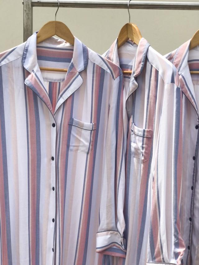 Pastel Stripes Shirt, Holiday Pajamas, Pj Sets, Bridesmaid Sets