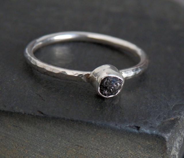 Custom Black Diamond Ring / Raw Diamond Ring / Rough Diamond / Wedding