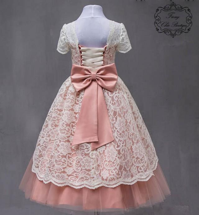 Blush Pink Flower Girl Dresses Lace Baby Dress Tulle Dress Girls Tulle