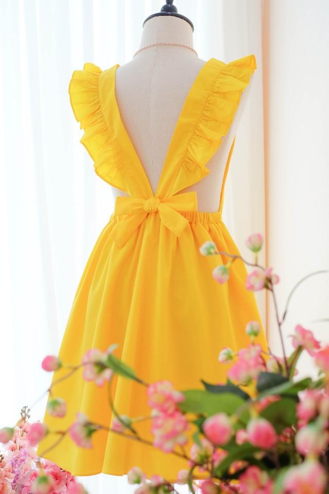 Yellow Dress Suspender Dress Spring ...