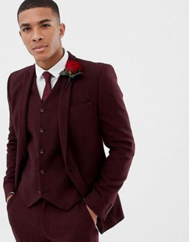 burgundy herringbone suit