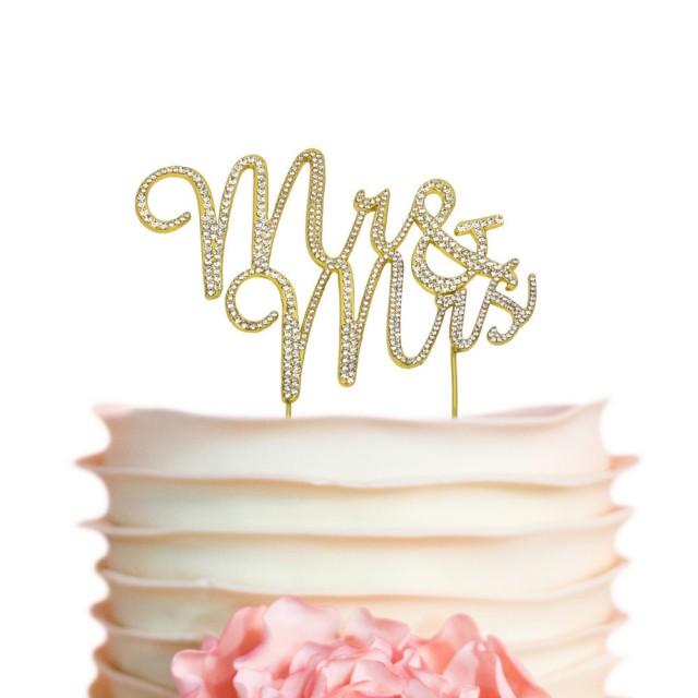 Mr And Mrs Gold Cake Topper Mr Mrs Cake Topper For Wedding Bridal