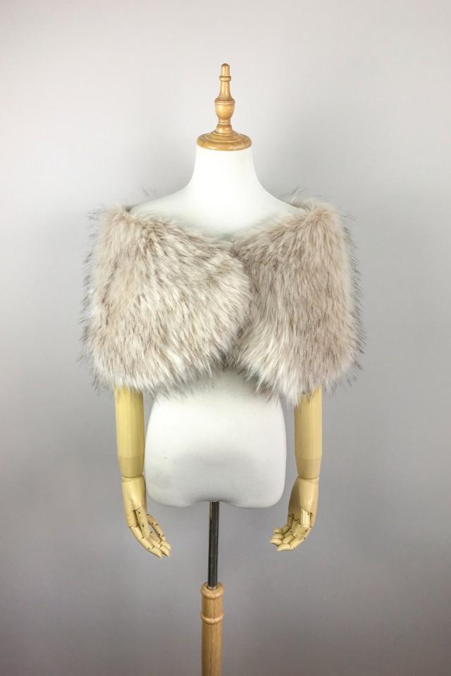 blush fur shawl