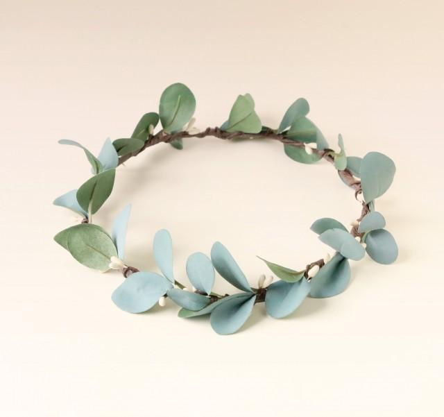 Rustic Eucalyptus Crown, Eucalyptus Bridal Wreath, Artificial Eucalyptus Crown, Simple Bridal