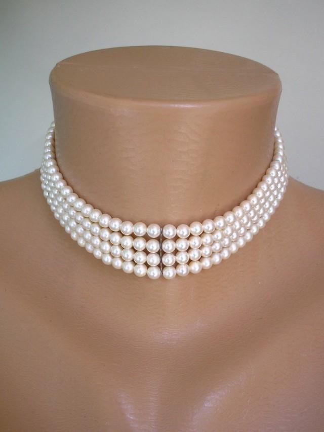 Lotus Pearl Choker, Bridal Pearls 