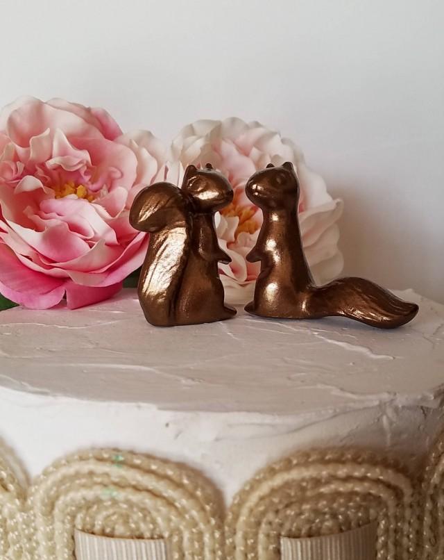 Copper Wedding Cake Topper In Stock Adorable Ceramic Squirrels In Love