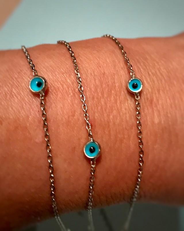 Sterling Silver Evil Eye Bracelet Evil Eye Silver Bracelet Nazar