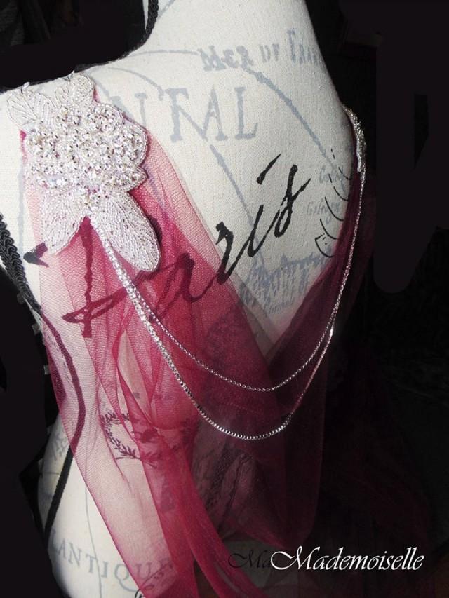 Bridal Veil Cape, Wedding Cape, Gothic Bridal Cape, Wedding Veil, Long Length Veil, Wine