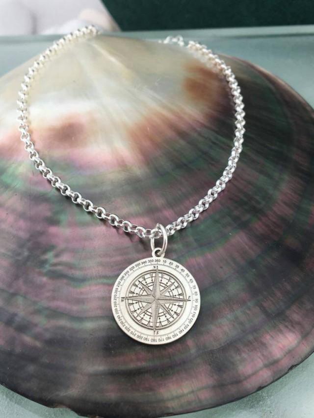 Compass Necklace, Compass Charm, Compass Gift, Compass Pendant
