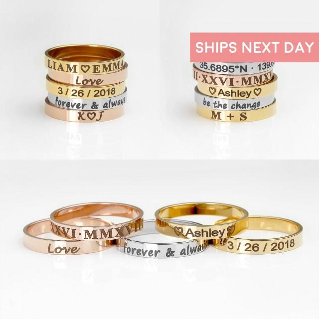 Personalized Ring For Women Gold Engraved Ring Custom Ring Gift For Mom