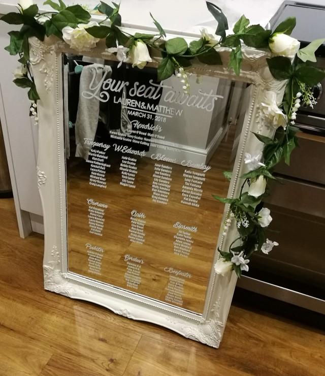 Personalised Wedding Seating Plan Decal Custom Sized Table Chart 