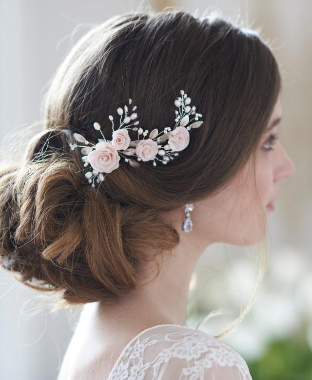 blush flower hair clip
