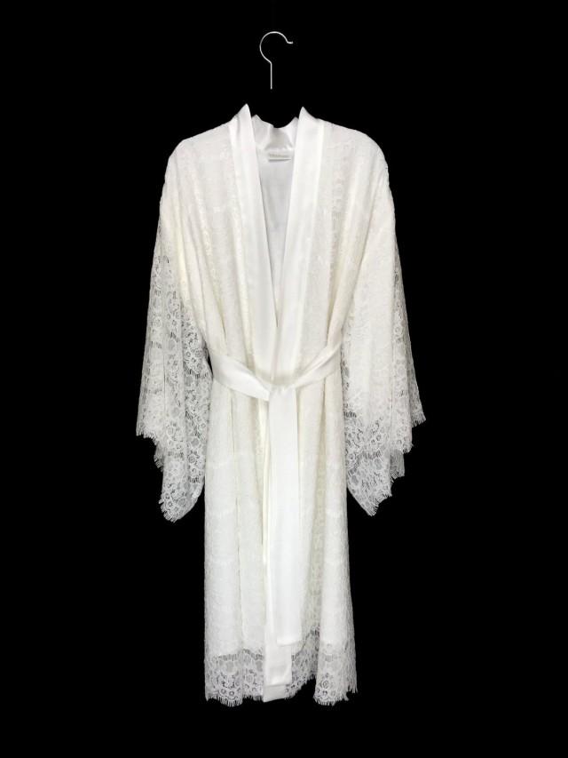 Lace Kimono, Lace Brides Robe, Lace Bridal Robe, Getting Ready Robe