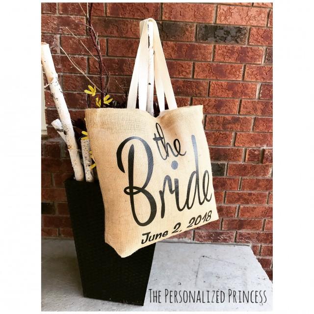 Wedding Jute Tote Bags, Bride Tote Bags, Wedding Party Gifts, Bride
