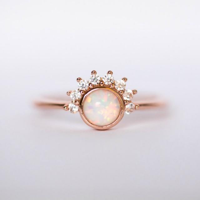 Rose gold opal promise ring clearance