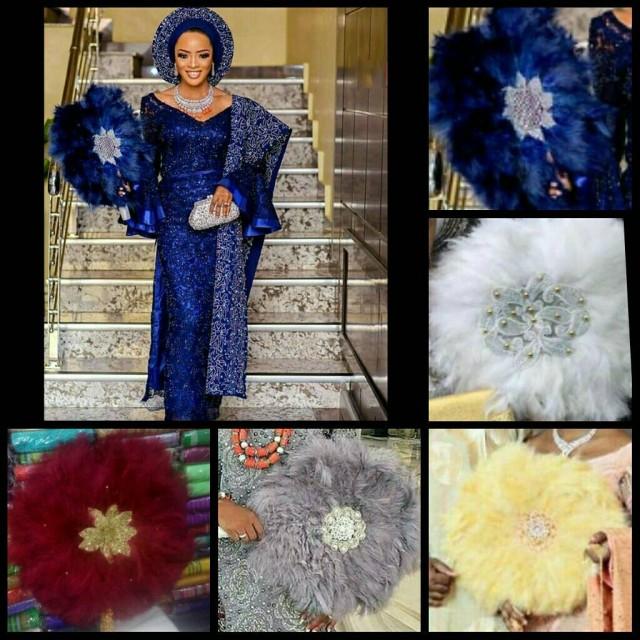 Round Shaped Feather Traditional African Wedding Hand Fan African