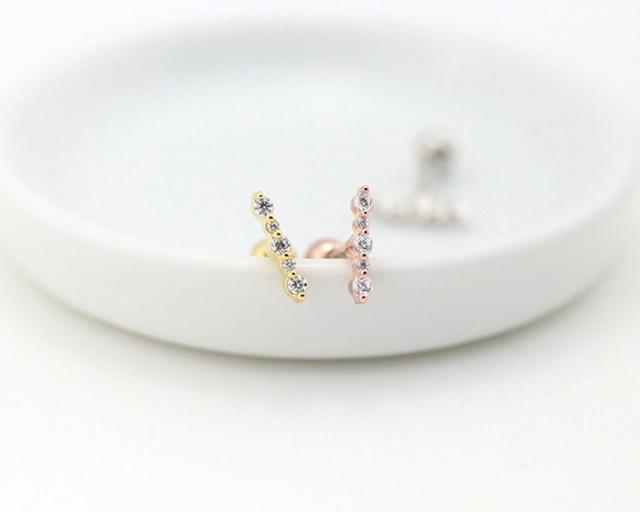 CZ Bar Piercing, Tragus Earring, Dainty Earring, Bar Earring, Cartilage