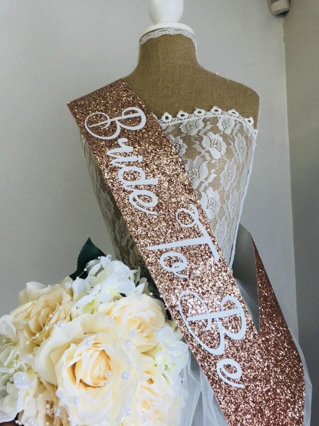 ROSE GOLD Glitter Sash Hen Party Sash Bachelorette PartyBride To Be