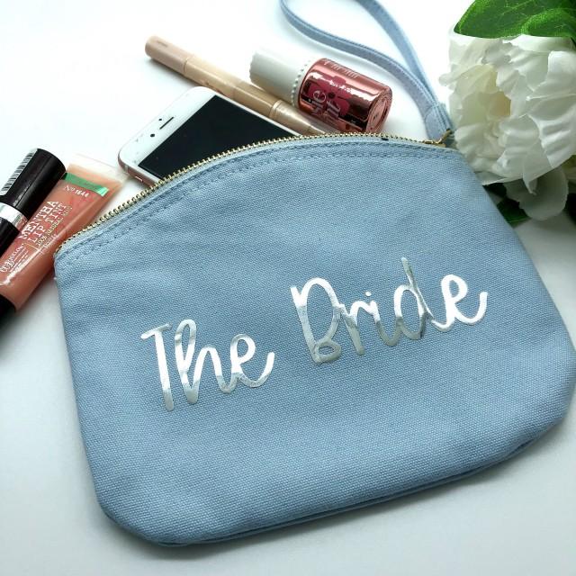 Bride Clutch Bag, Canvas Blue Bride Bag, Bridal Handbag, Personalised