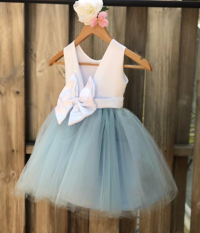dusty blue little girl dress