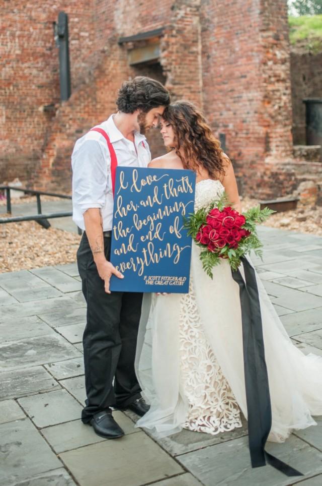 Gatsby Wedding Sign Fitzgerald Quote Painted Wooden Wedding Decor