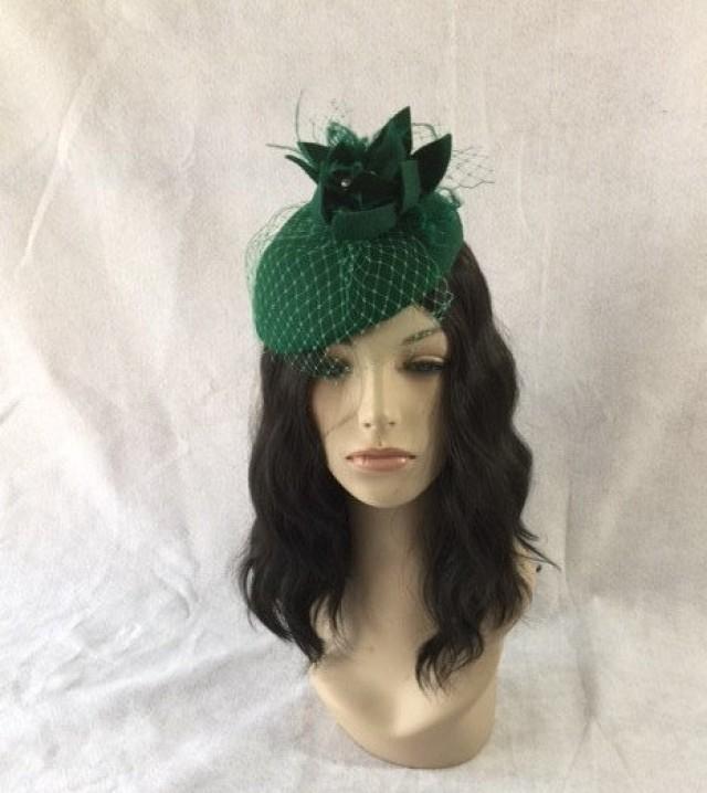 Emerald Green Fascinator Hunter Green Fascinator Hat Green Fascinator
