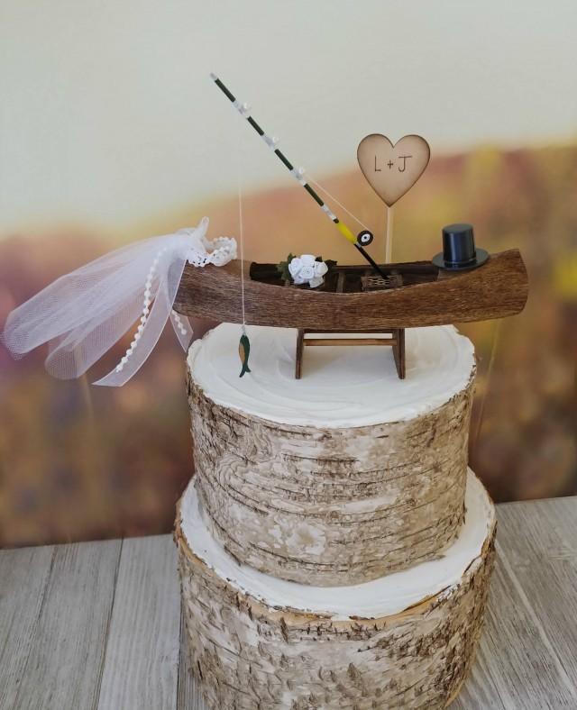 Rusticcanoeboatbridegroomweddingcake TopperMr And Mrscountry