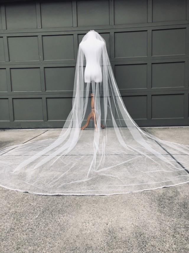 Crystal Cathedral Beaded Wedding Veil With Rhinestones Crystal Trimmed