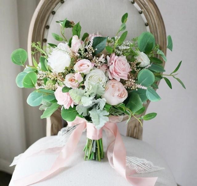 White & Blush Bridal Bouquet Pink Wedding Bouquet, Cream And Blush