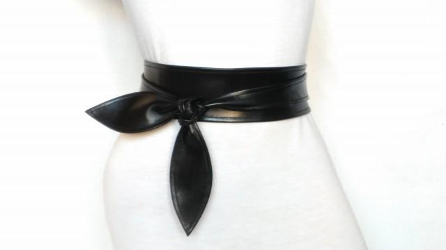 black leather obi belt