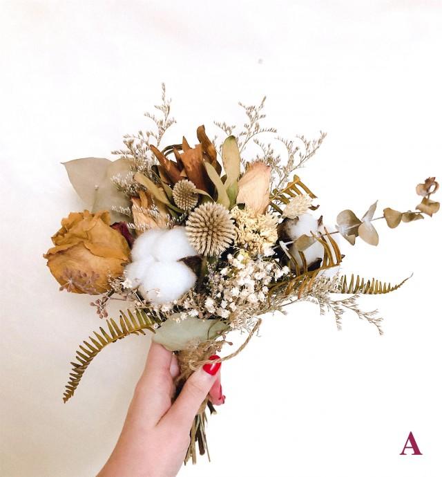 Rustic Dried Flower Bouquet Bridesmaid Bouquet Boho Dried Flower ...