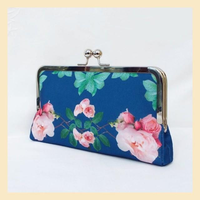 Clutch Bag, Floral Clutch, Personalised Evening Purse With Pink Roses