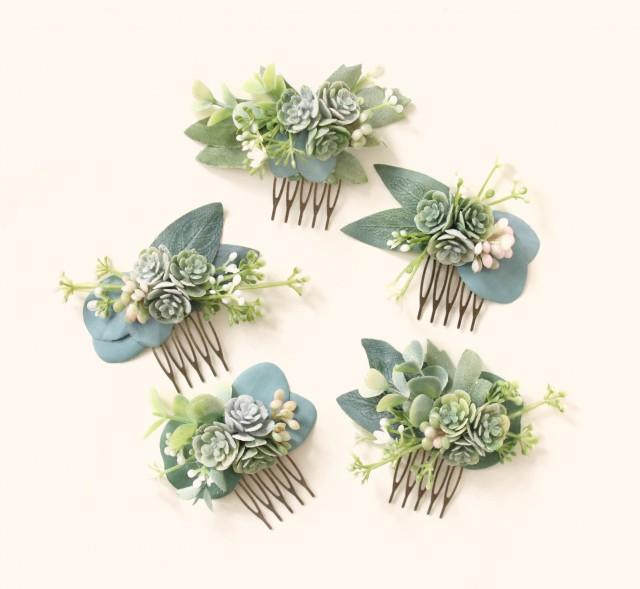 Mini Succulent Comb, Bridesmaid Hair Comb, Bridal Hair Accessory