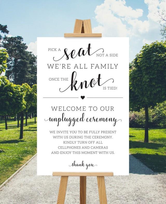 Choose A Seat Not A Side Unplugged Ceremony Sign, Wedding Welcome Sign ...