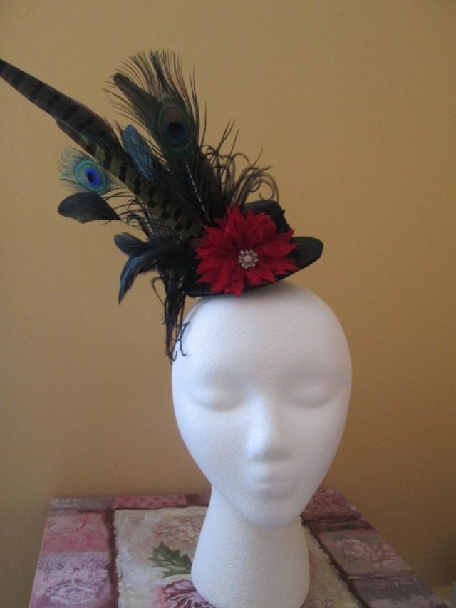 HALLOWEEN Mini Top Hat, Black Top Hat, Millinery Wedding Hat Fascinator