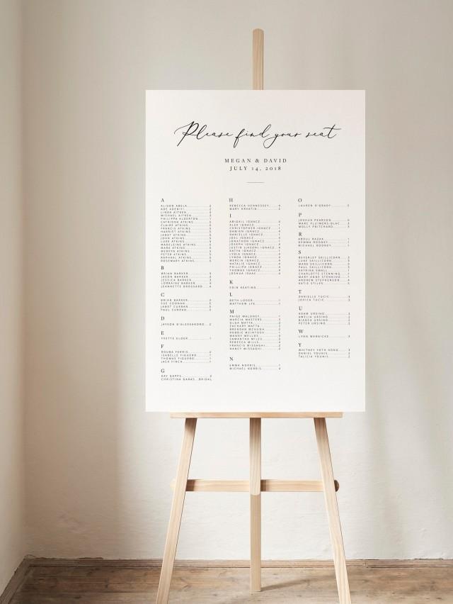 Alphabetical Seating Chart Template Wedding Guests Seating Plan Alphabetized Seating Chart Sign