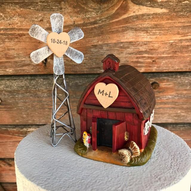 Farmhouse Wedding Cake Topper Barn Wedding Cake Topper Country Wedding Cake Topper Farm 