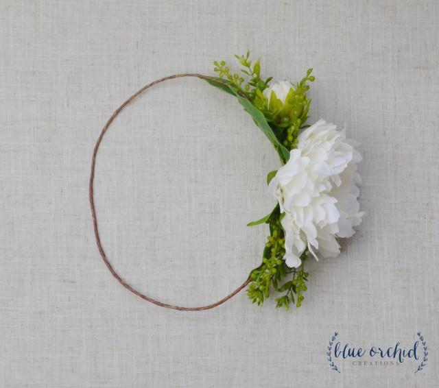 Flower Crown, Peony Crown, Boho Flower Crown, Peony Flower Crown, Ivory