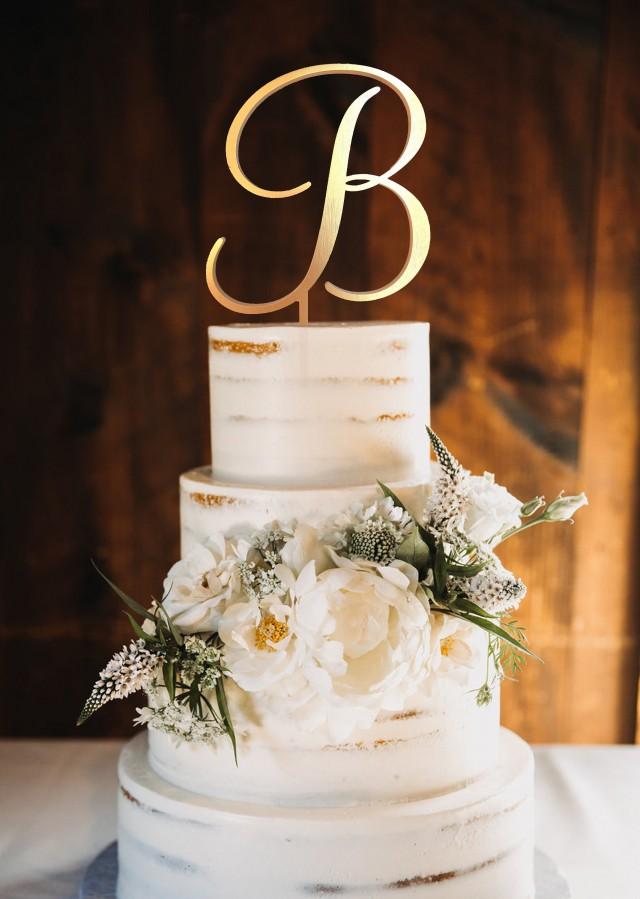 Wedding Cake Topper Letter B Cake Topper Initials Cake Topper Single ...