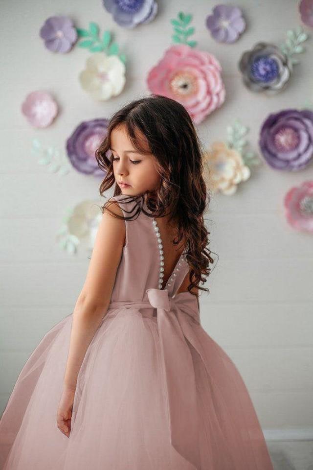 Dusty Rose Girls Dress,Princess Dress Toddler,Blush Flower Girl Dress,Girls Pink Dress,Flower