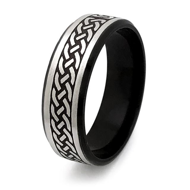 Celtic Ring, 2Tone Stainless Steel Infinity Celtic Wedding Band