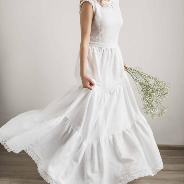 linen wedding gown