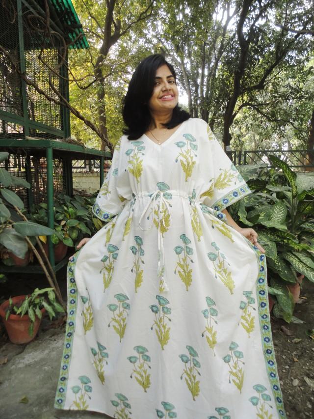 cotton kaftan maxi dress