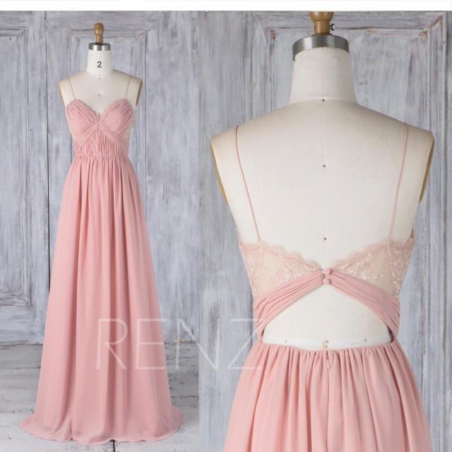 Bridesmaid Dress Blush Chiffon Dress Wedding Dress Sweetheart Spaghetti