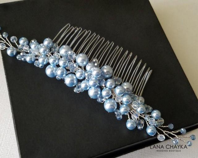 Pearl and Blue Hair Jewelry - wide 5