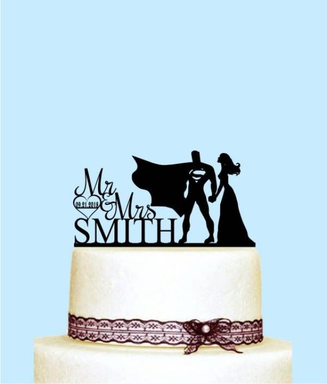 Personalized Superman and bride Cake Topper,Wedding Gift,Acrylic,Made in USA 5'' 