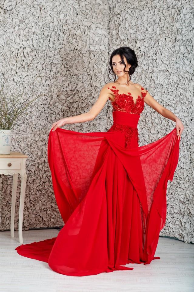dark red gown