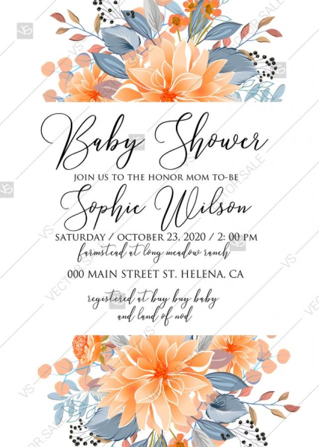 baby-shower-invitation-peach-chrysanthemum-sunflower-floral-printable