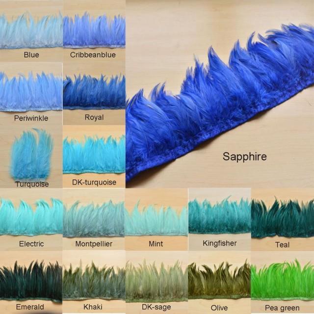 Hackle Feathers Rooster Feather Fringe Trims,Dyed Color Feather For
